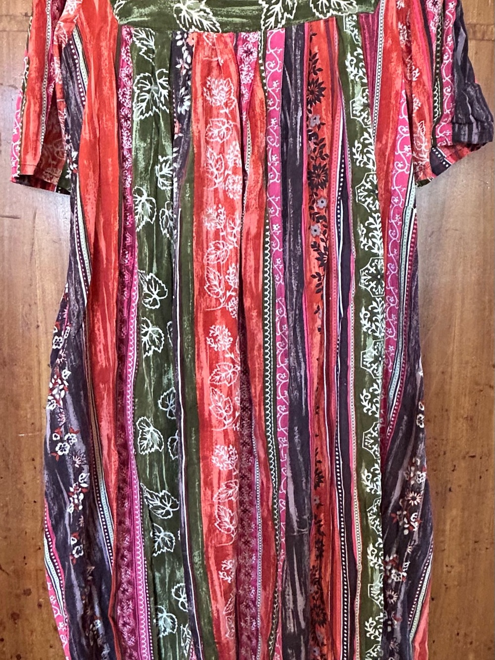 The Vermont Country Store Falling Leaves Floral Indian Cotton House Dress L